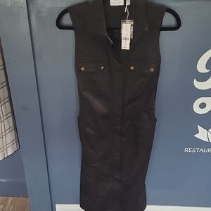 New York & Company Black Dress with Button Accents (Size 6)